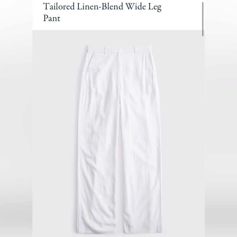Abercrombie & Fitch Wide Leg Linen Blend Tailored White Pant